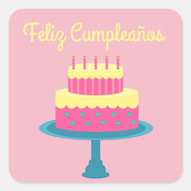 Espagnol "Feliz cumpleaños", joyeux Sticker d'anni (Devant)