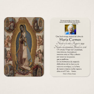 Espagnol Guadalupe Marie Prière funéraire Carte Sa