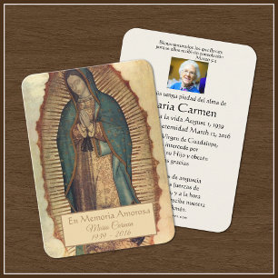 Espagnol Guadalupe Marie Prière funéraire Carte Sa