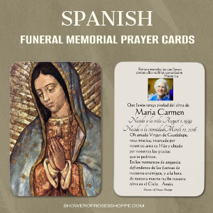 Espagnol Guadalupe Marie Prière funéraire Carte Sa