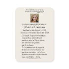 Espagnol Guadalupe Marie Prière funéraire Carte Sa