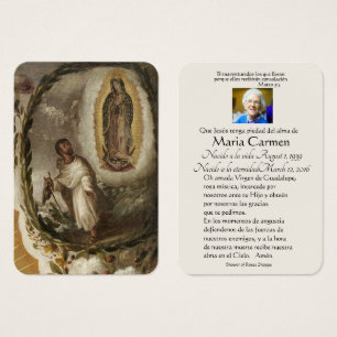 Espagnol Guadalupe Marie Prière funéraire Carte Sa