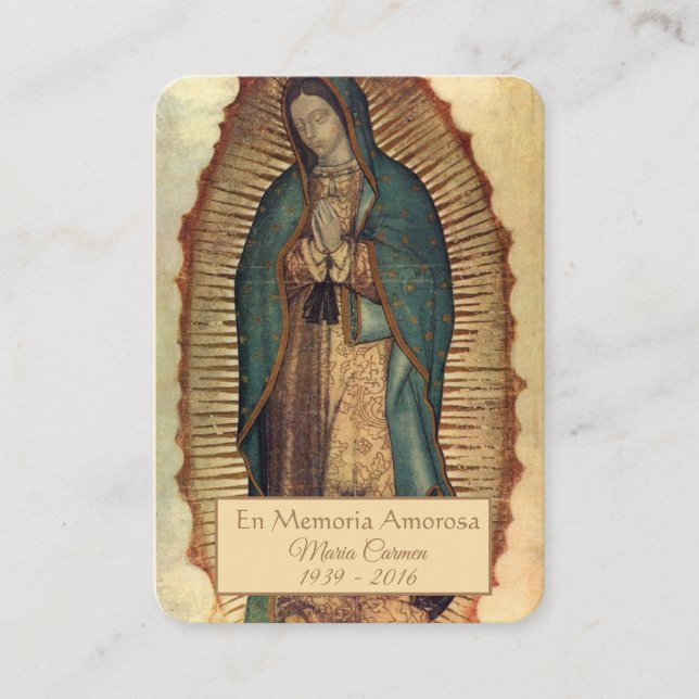 Espagnol Guadalupe Marie Prière funéraire Carte Sa (Devant)