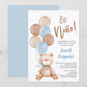 Espagnol Teddy Bear Baby shower garçon Invitation
