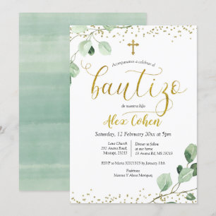 Espagnol vert Boy Bautizo Invitation Invitation