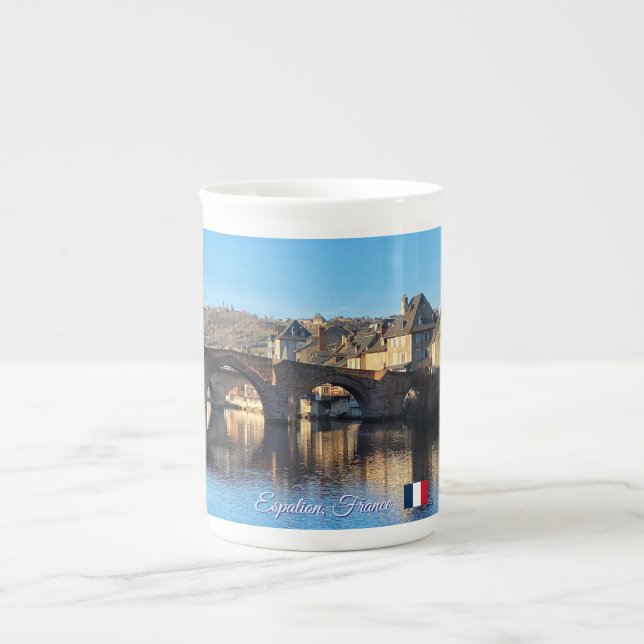 Espalion city in volcanic region of France Bone China Mug (Front)