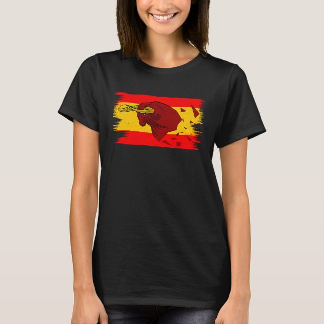 Espana Bull Fight for Taurus and Spain Flag T-Shirt (Front)