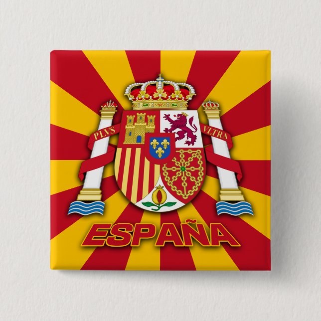 Espana Coat of Arms 2 Inch Square Button (Front)