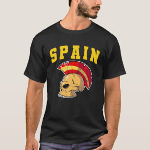 España Flag Colour Mohawk Skull National Team Supp T-Shirt