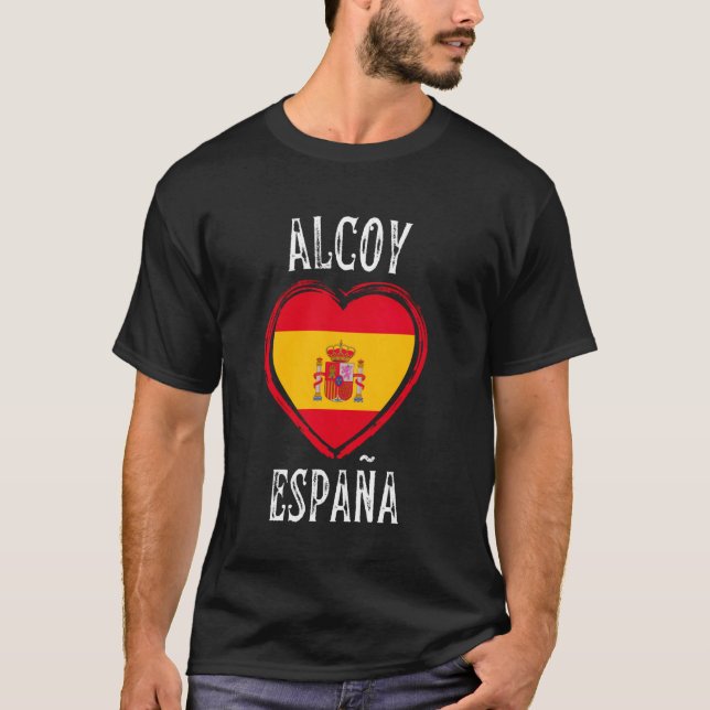 España Flag Heart Alcoy City T-Shirt (Front)