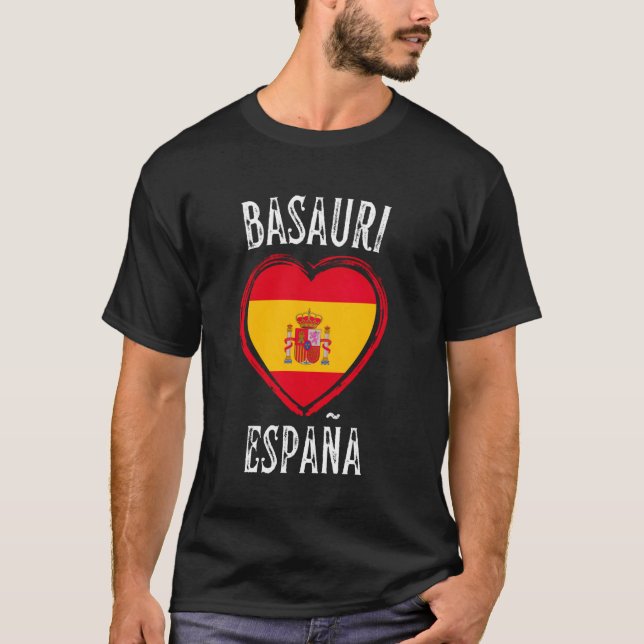 España Flag Heart Basauri City T-Shirt (Front)