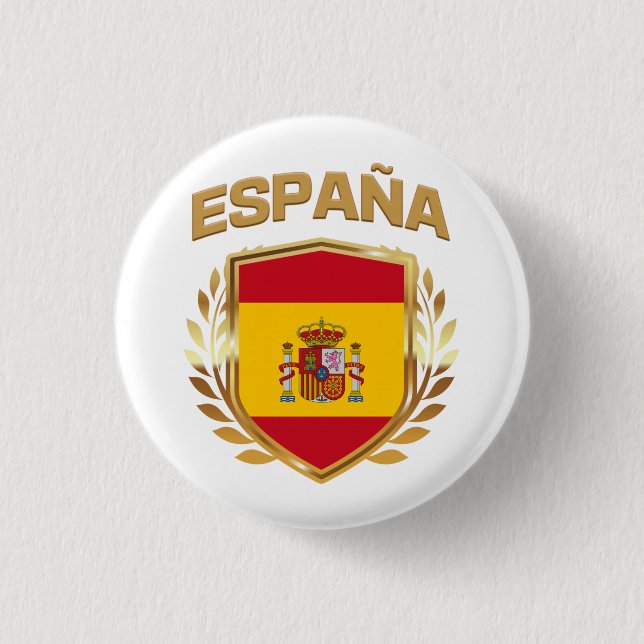 Espana Spain Flag Shield 1 Inch Round Button (Front)