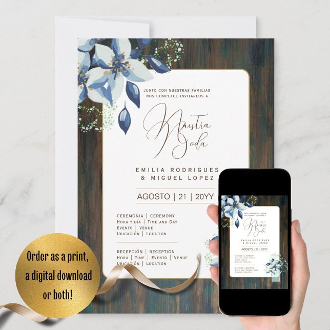 Espanol Invitación de Boda Floral Wedding Rustic I Invitation (Creator Uploaded)