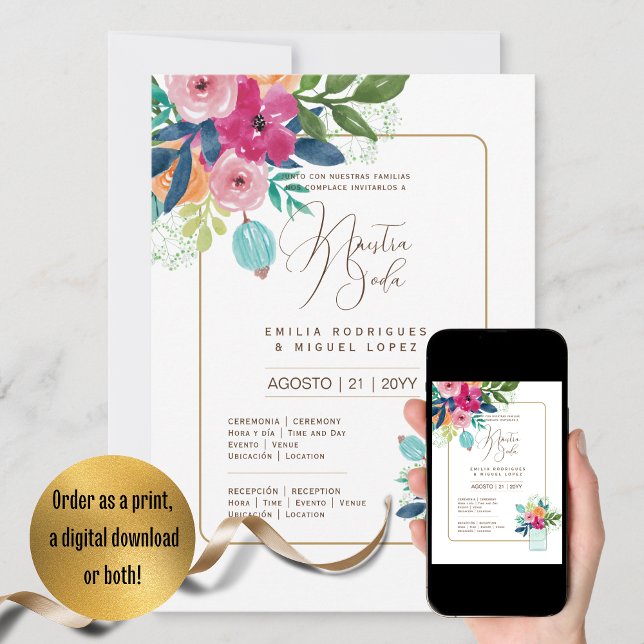 Espanol Invitación de Boda Summer Floral Wedding I Invitation (Creator Uploaded)