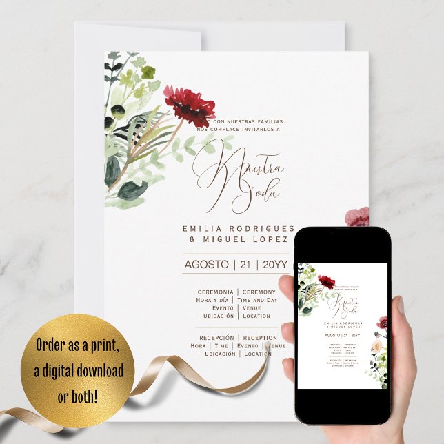Espanol Invitación de Boda Summer Floral Wedding I Invitation (Creator Uploaded)