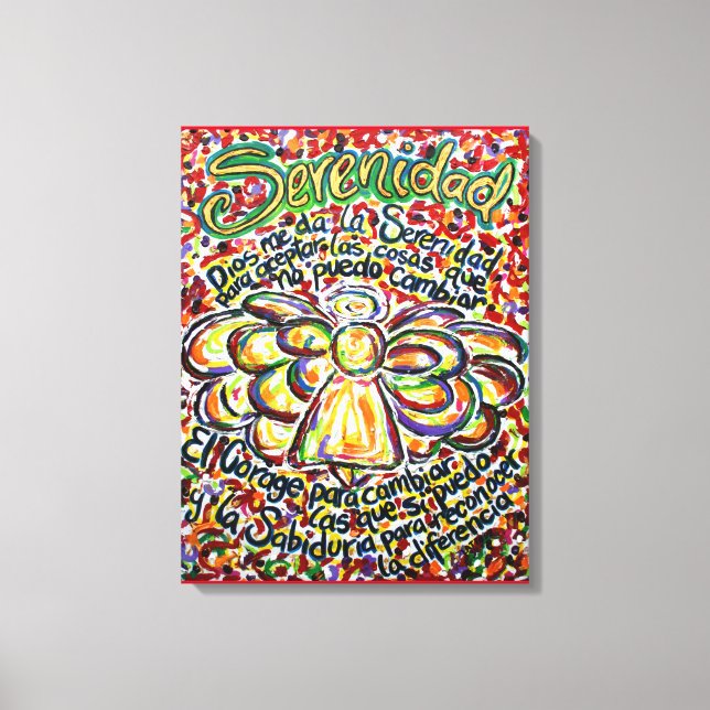 Español Serenity Prayer Angel Art Canvas Print (Front)