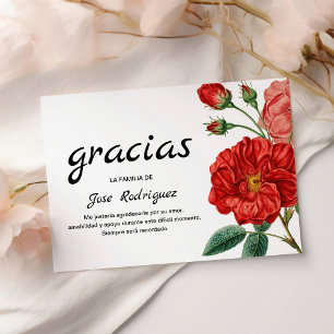 Espanol Sympathy Thank You   Red Flower Card