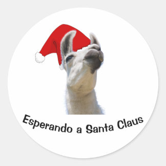 Esperando a Santa Claus Classic Round Sticker