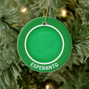Esperanto flag + Zamenhof, Ceramic Ornament