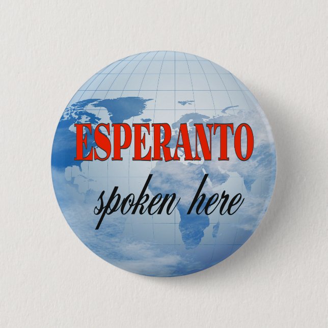Esperanto spoken here cloudy earth 2 inch round button (Front)