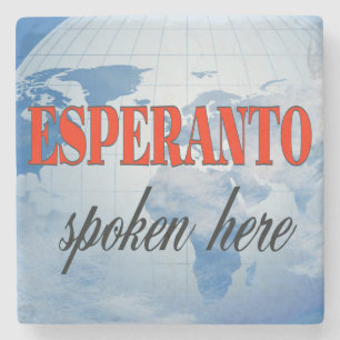 Esperanto spoken here cloudy earth stone coaster