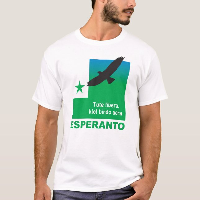 Esperanto / "Tute libera, kiel birdo aera", T-Shirt (Front)