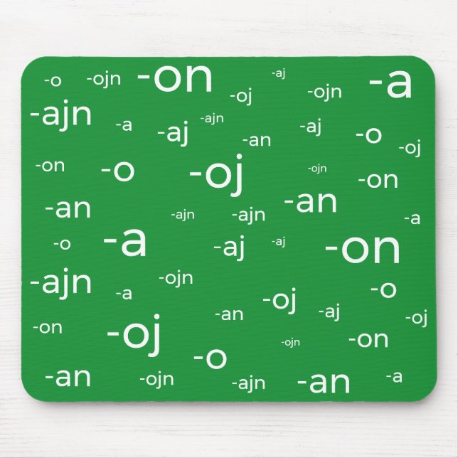 Esperanto word endings, mouse pad (Front)