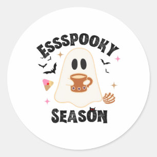 Espooky Season Funny Ghost Groovy Retro Halloween Classic Round Sticker
