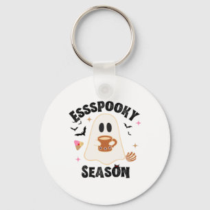 Espooky Season Funny Ghost Groovy Retro Halloween Keychain