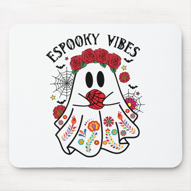 Espooky Vibes Halloween Ghost Mexican Concha Spook Mouse Pad (Front)