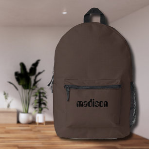 Espresso Brown and Black Personalized Name Printed Backpack