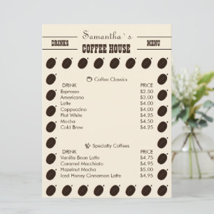 Espresso Brown Coffee Bean Pattern Cafe Branding Menu