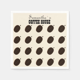 Espresso Brown Coffee Bean Pattern Cafe Branding Napkin
