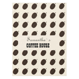 Espresso Brown Coffee Bean Pattern Cafe Branding Tablecloth
