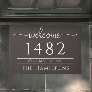 Espresso brown family name personalized address  doormat