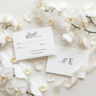Espresso Brown Old Money Wedding RSVP Card