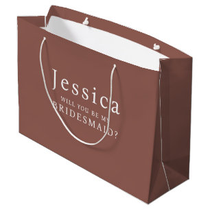 Espresso Brown Will You Be My Bridesmaid Proposal Large Gift Bag