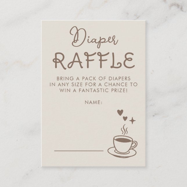 Espresso Coffee Diaper Raffle Baby Shower Ticket Enclosure Card (Front)