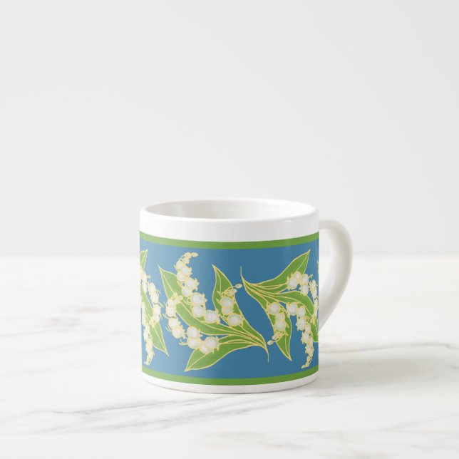 Espresso Coffee Mug: Lilies of the Valley, Blue Cup (Front Right)