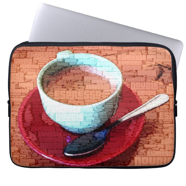 Espresso Cup and Spoon Word Cloud Laptop Sleeve (Front)