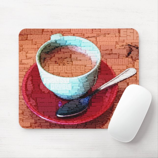 Espresso Cup and Spoon Word Cloud Mouse Pad (With Mouse)