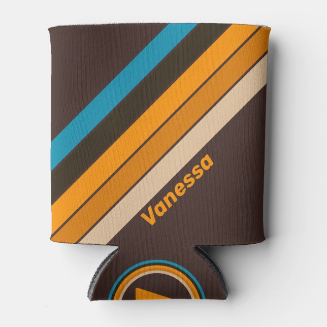 Espresso Drift Stripes with Name Can Cooler (Front)