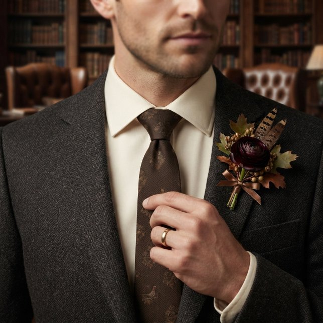 Espresso Herringbone Pheasant Damask Tie (Creator Uploaded)