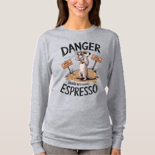 Espresso-Loving Meerkat on Guard Duty T-Shirt