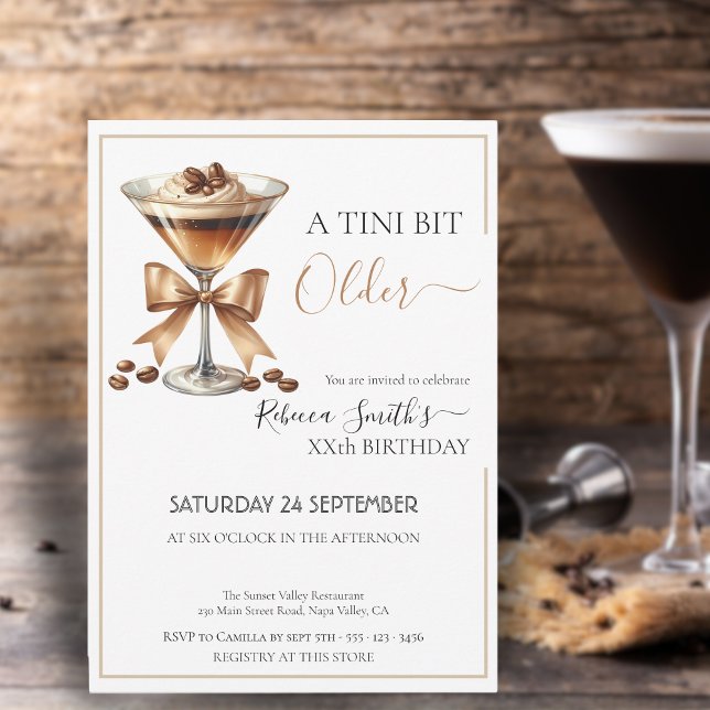 Espresso martini 'A tini bit Older' birthday Invitation (Creator Uploaded)
