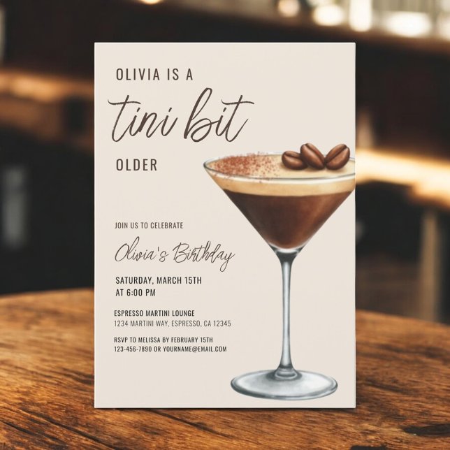 Espresso Martini A Tini Bit Older Birthday Party Invitation (Creator Uploaded)