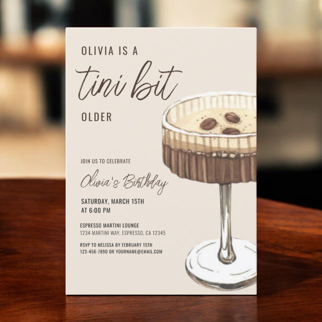 Espresso Martini A Tini Bit Older Birthday Party Invitation (Creator Uploaded)