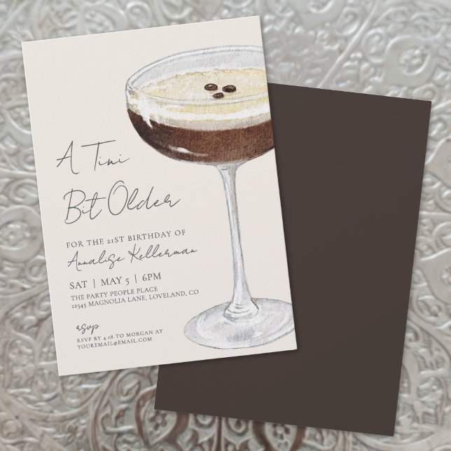 Espresso Martini Birthday Party Invitation (A Tini Bit Older Espresso Martini Birthday Party Invitation)