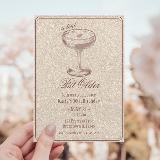 Espresso Martini Bit Older Glam 30th Birthday Invitation (Creator Uploaded)