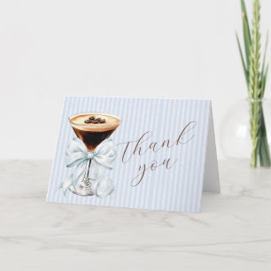 Espresso Martini Blue Coquette Bow Thank You Card